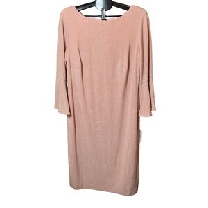 Calvin Klein Blush Pink Bell Sleeve Semi-Formal Dress Sz 16W with Sparkle NWT